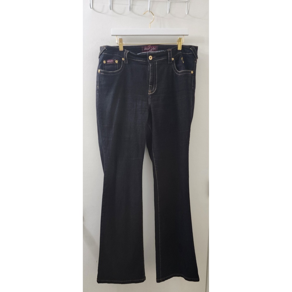 Baby Phat Womens Dark Wash Bootcut Jeans High Rise Stretch Denim Size 18